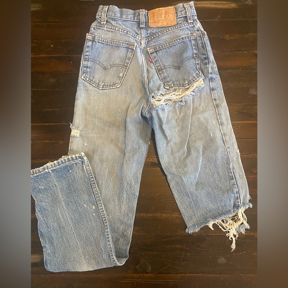 Vintage 90’s High Waisted Distressed Levi Mom Jeans For Shorts 24” Waist